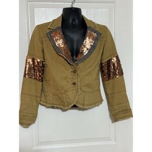 Da Nang Jacket Size Medium Patched Pieced Distressed Unstructured Loose Threads